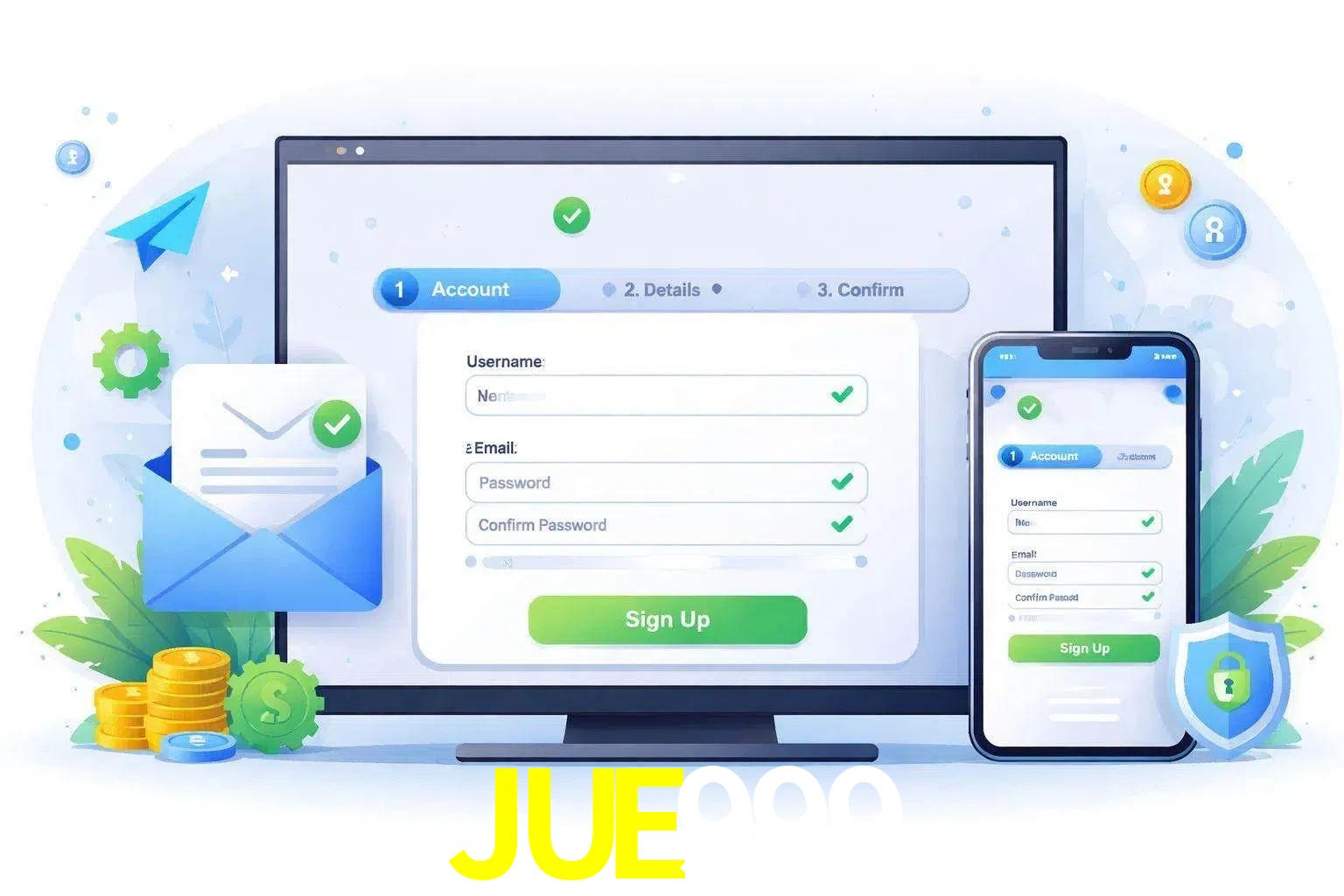 Registro de nuevo usuario y configuración de cuenta JUE999
